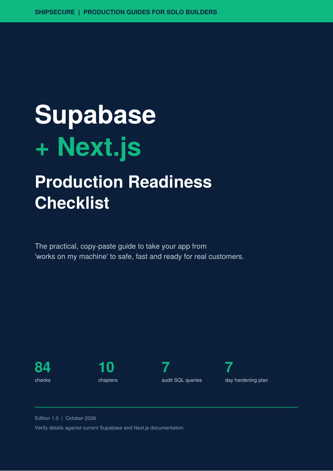 Supabase + Next.js Production Readiness Checklist (PDF)